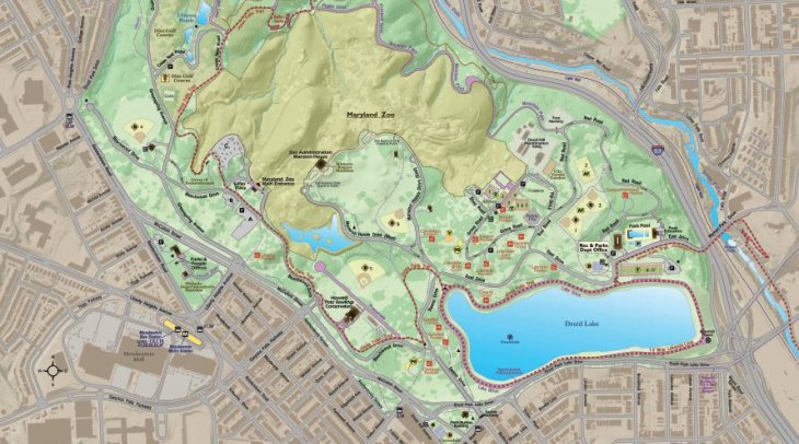 Baltimore City Recreation and Parks map of Druid Hill Park